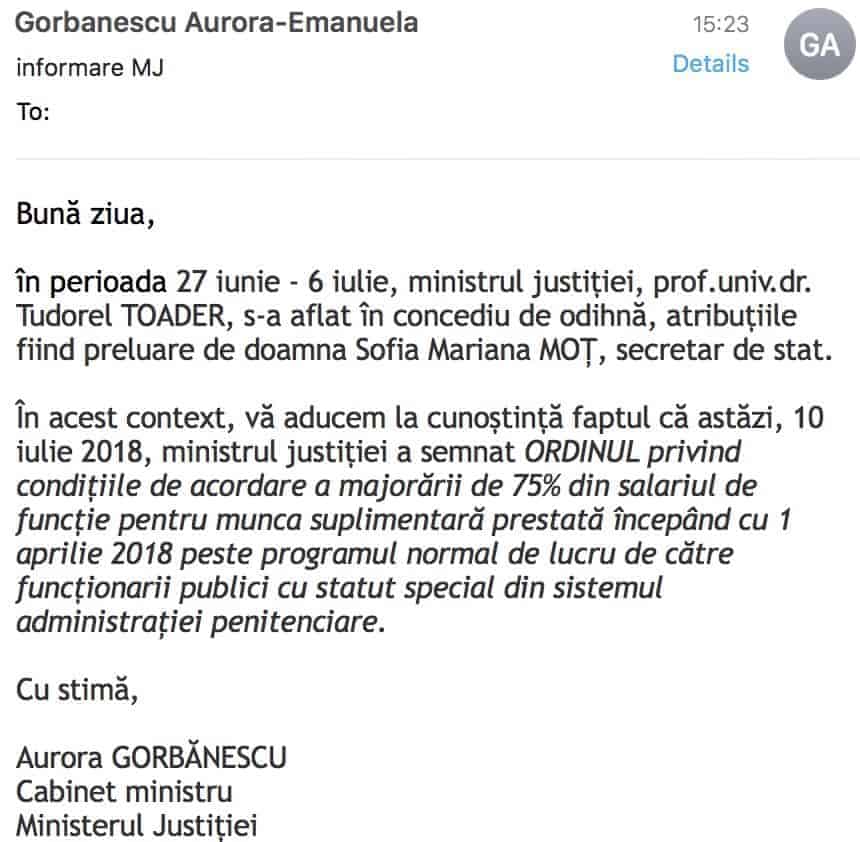 Informare MJ - aprobare OMJ plata ore suplimentare