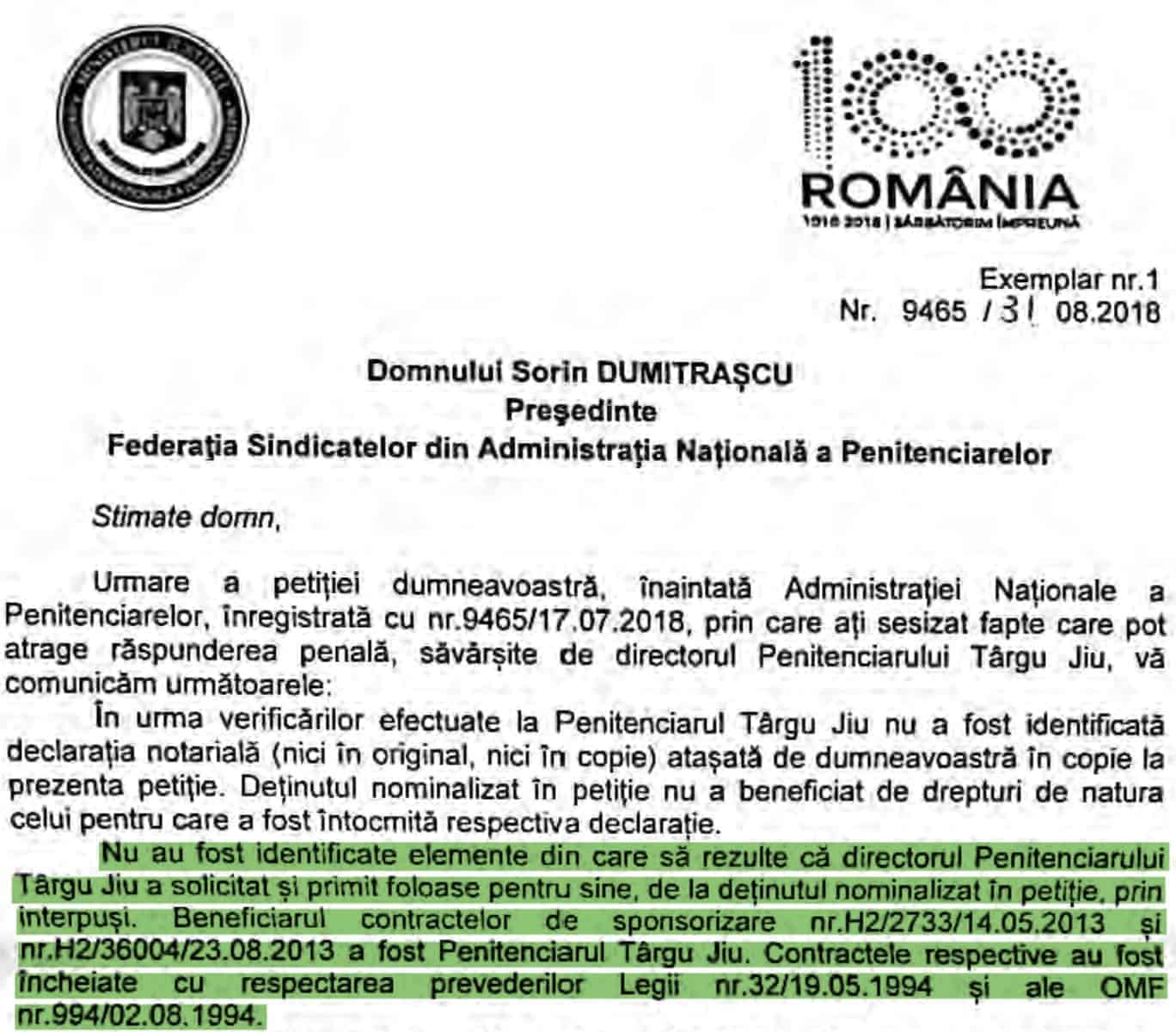 Raspuns ANP sponorizari cu cantec la Penitenciarul Targu Jiu
