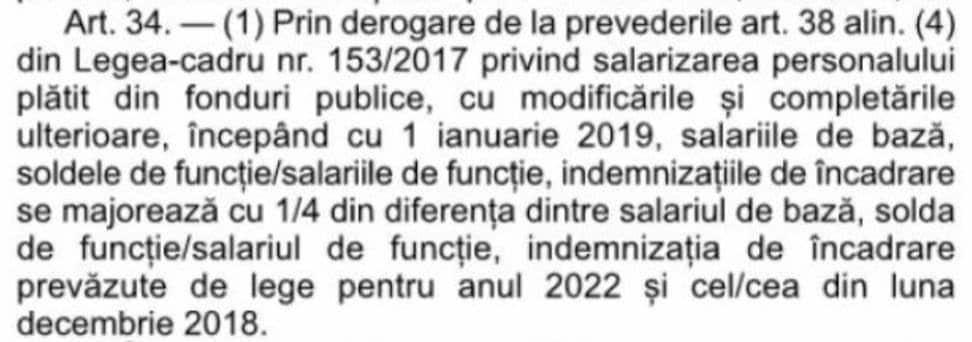 Art. 34 - majorare 1:4 din diferenta pana la 2022