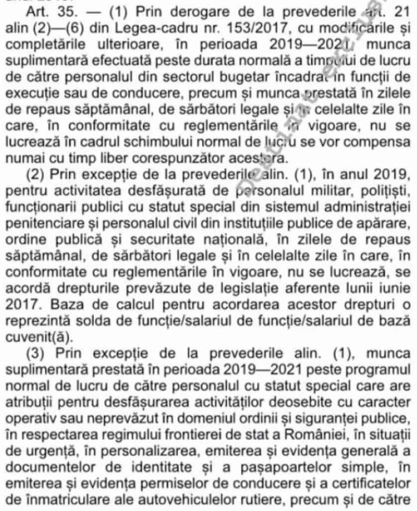 Art. 35 - plata orelor in sambete, duminici si sarbatori, si plata orelor suplimentare