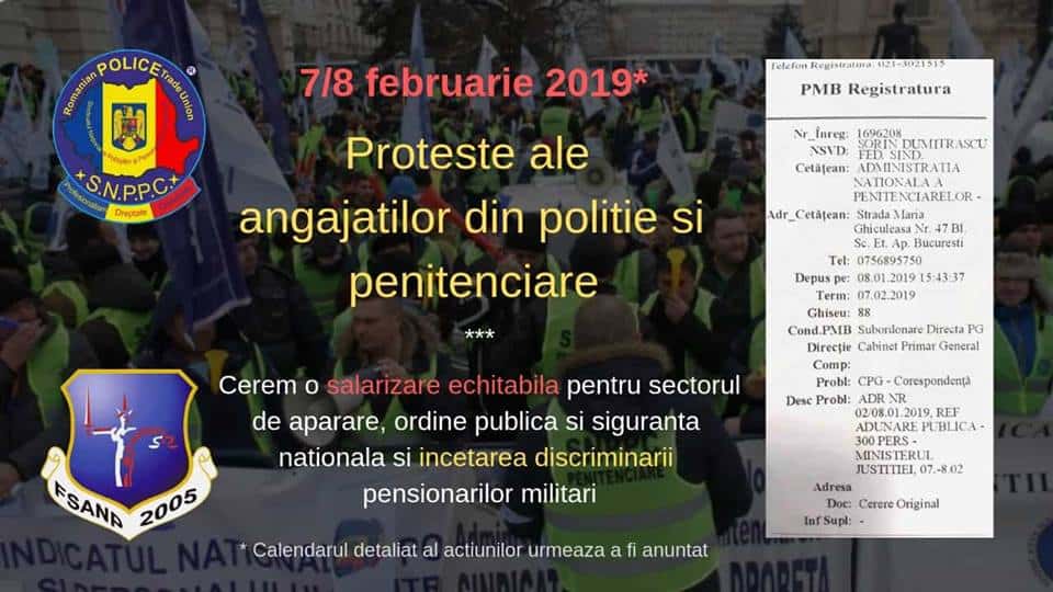 7/8 februarie 2019* - Proteste ale angajatilor din politie si penitenciare