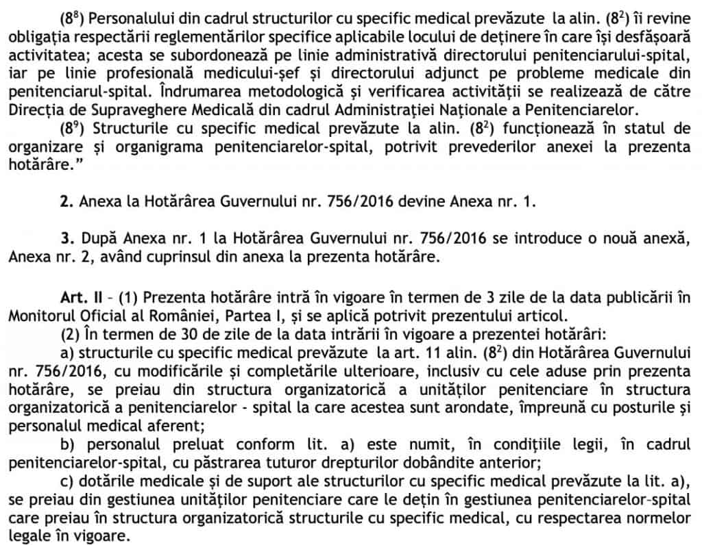 Proiectul de Hotarare pentru modificarea Hotararii Guvernului nr. 756:2016 pentru organizarea, functionarea si atributiile Administratiei Nationale a Penitenciarelor - resurse umane