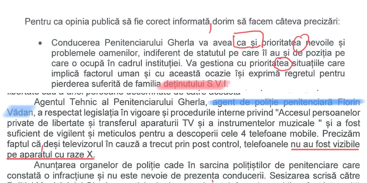Directoarea “cu ziua” de la Penitenciarul Gherla ne-a dat cu limba română-n cap și a expus inutil un polițist de penitenciare.